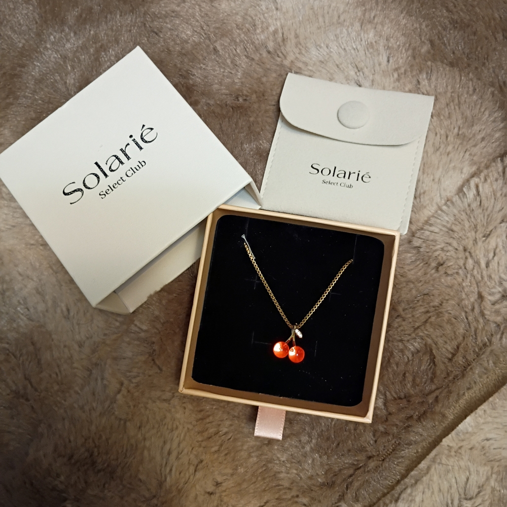 Gold Necklace with Luxe Cherry Pendant